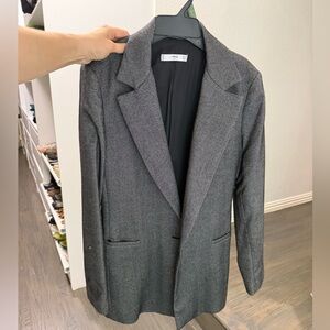 Mango Men's Gray Herringbone Blazer